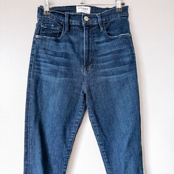 Frame Ali High Rise Skinny Split Ankle Dark Wash Jean Size 27 - Picture 3 of 9